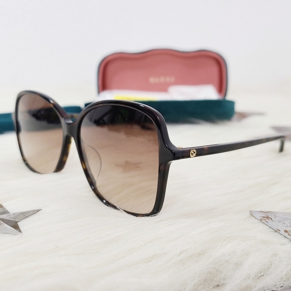 Gucci Oversized Butterfly Sunglasses Havana Tortoiseshell Brown NEW - Picture 3 of 13